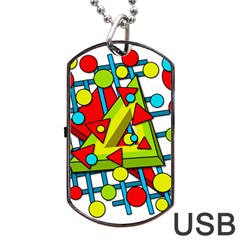 Crazy Geometric Art Dog Tag Usb Flash (two Sides)  by Valentinaart