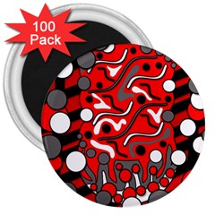 Red Mess 3  Magnets (100 Pack) by Valentinaart