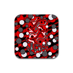 Red Mess Rubber Square Coaster (4 Pack) 