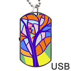 Decorative Tree 4 Dog Tag Usb Flash (one Side) by Valentinaart