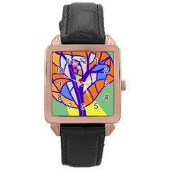 Decorative Tree 4 Rose Gold Leather Watch  by Valentinaart