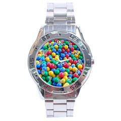 Funny Colorful Red Yellow Green Blue Kids Play Balls Stainless Steel Analogue Watch by yoursparklingshop