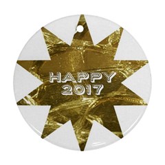 Happy New Year 2017 Gold White Star Ornament (round)  by yoursparklingshop