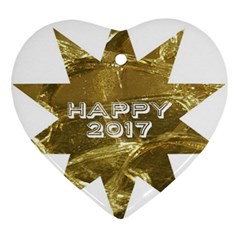 Happy New Year 2017 Gold White Star Ornament (heart)  by yoursparklingshop