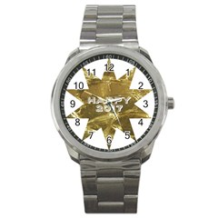 Happy New Year 2017 Gold White Star Sport Metal Watch by yoursparklingshop