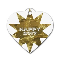 Happy New Year 2017 Gold White Star Dog Tag Heart (two Sides) by yoursparklingshop