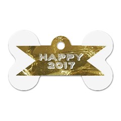 Happy New Year 2017 Gold White Star Dog Tag Bone (two Sides) by yoursparklingshop