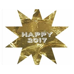 Happy New Year 2017 Gold White Star Double Sided Flano Blanket (medium)  by yoursparklingshop