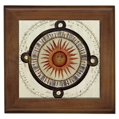 Ancient Aztec Sun Calendar 1790 Vintage Drawing Framed Tiles by yoursparklingshop