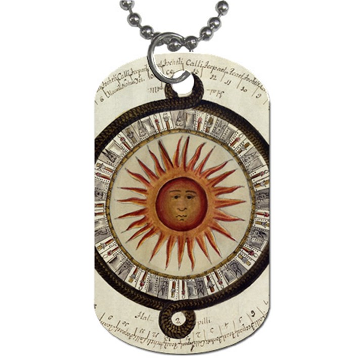 Ancient Aztec Sun Calendar 1790 Vintage Drawing Dog Tag (Two Sides)