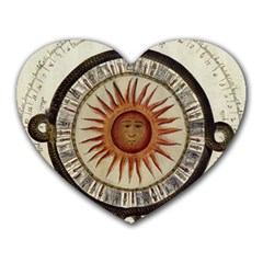 Ancient Aztec Sun Calendar 1790 Vintage Drawing Heart Mousepads by yoursparklingshop