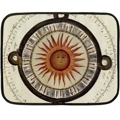 Ancient Aztec Sun Calendar 1790 Vintage Drawing Double Sided Fleece Blanket (mini)  by yoursparklingshop