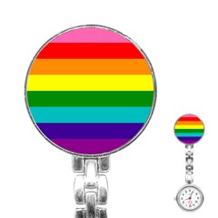 Colorful Stripes Lgbt Rainbow Flag Stainless Steel Nurses Watch by yoursparklingshop