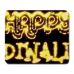 Happy Diwali Yellow Black Typography Large Mousepads by yoursparklingshop