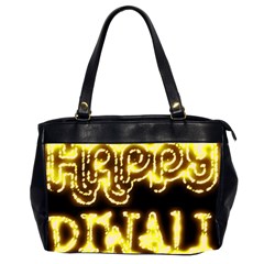 Happy Diwali Yellow Black Typography Office Handbags (2 Sides)  by yoursparklingshop