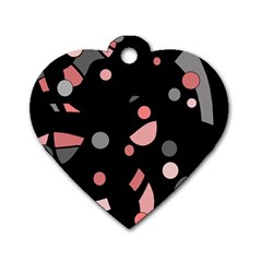 Pink And Gray Abstraction Dog Tag Heart (two Sides) by Valentinaart