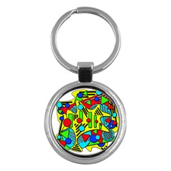 Colorful Chaos Key Chains (round)  by Valentinaart