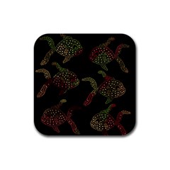 Decorative Fish Pattern Rubber Square Coaster (4 Pack) 