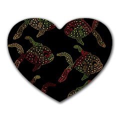 Decorative Fish Pattern Heart Mousepads by Valentinaart