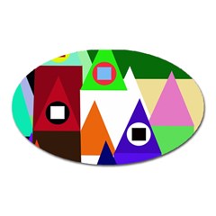 Colorful Houses  Oval Magnet by Valentinaart