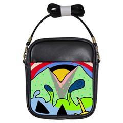 Colorful Landscape Girls Sling Bags by Valentinaart