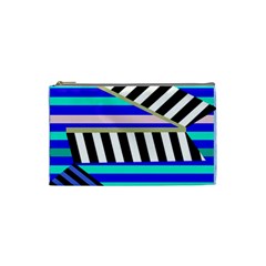 Blue Lines Decor Cosmetic Bag (small)  by Valentinaart