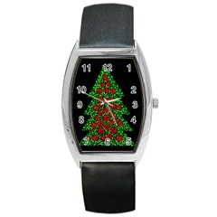 Sparkling Christmas Tree Barrel Style Metal Watch by Valentinaart