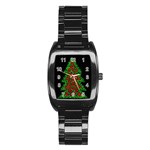 Sparkling Christmas tree Stainless Steel Barrel Watch Front