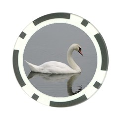 Swimming White Swan Poker Chip Card Guards by picsaspassion