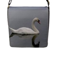 Swimming White Swan Flap Messenger Bag (l)  by picsaspassion