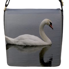 Swimming White Swan Flap Messenger Bag (s) by picsaspassion