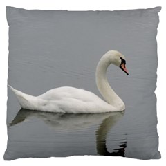 Swimming White Swan Large Flano Cushion Case (one Side)