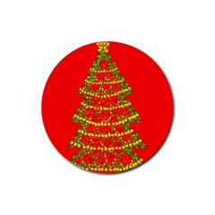 Sparkling Christmas Tree - Red Rubber Coaster (round) 