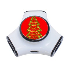 Sparkling Christmas Tree - Red 3-port Usb Hub by Valentinaart