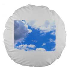 Summer Clouds And Blue Sky Large 18  Premium Flano Round Cushions by picsaspassion