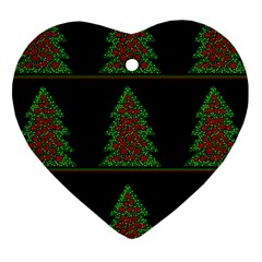 Christmas Trees Pattern Ornament (heart)  by Valentinaart