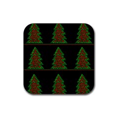 Christmas Trees Pattern Rubber Coaster (square) 