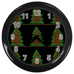 Christmas Trees Pattern Wall Clocks (black) by Valentinaart