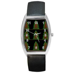 Christmas Trees Pattern Barrel Style Metal Watch by Valentinaart