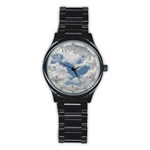 Breezy Clouds in the sky Stainless Steel Round Watch Front