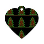 Christmas trees pattern Dog Tag Heart (One Side) Front