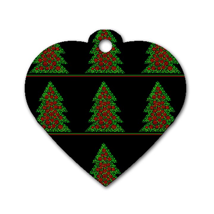 Christmas trees pattern Dog Tag Heart (One Side)