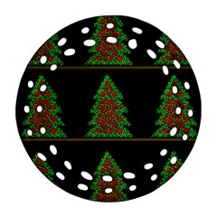 Christmas Trees Pattern Round Filigree Ornament (2side) by Valentinaart