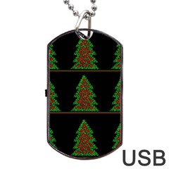 Christmas Trees Pattern Dog Tag Usb Flash (one Side) by Valentinaart