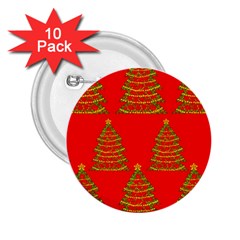 Christmas Trees Red Pattern 2 25  Buttons (10 Pack)  by Valentinaart