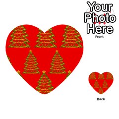 Christmas Trees Red Pattern Multi-purpose Cards (heart)  by Valentinaart
