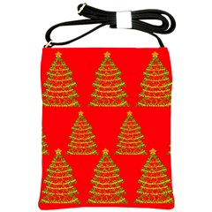 Christmas Trees Red Pattern Shoulder Sling Bags by Valentinaart