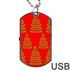 Christmas Trees Red Pattern Dog Tag Usb Flash (two Sides)  by Valentinaart