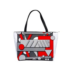 Gray And Red Geometrical Design Shoulder Handbags by Valentinaart