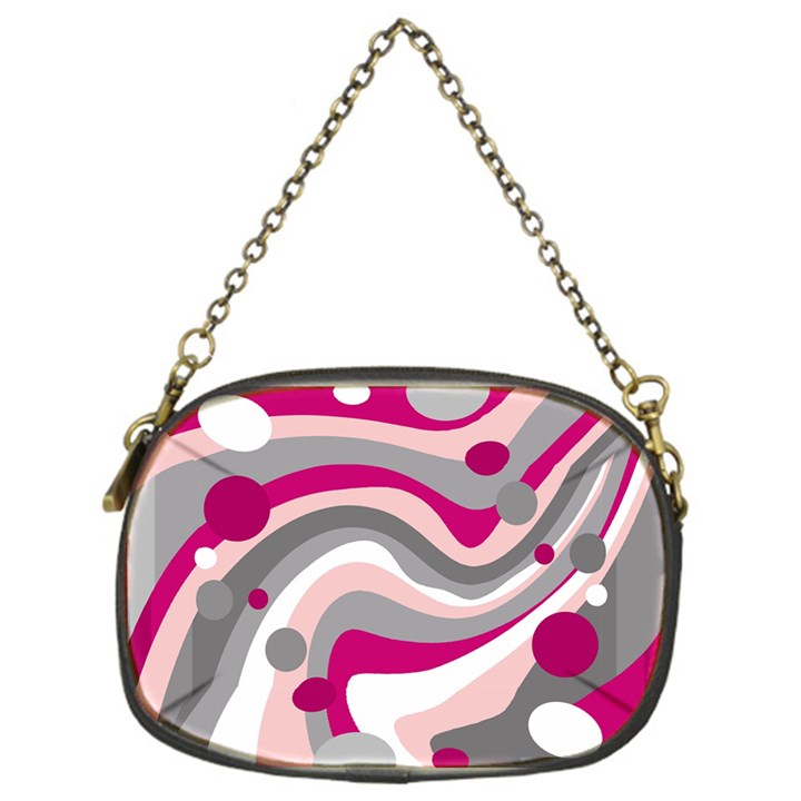 Magenta, pink and gray design Chain Purses (One Side) 